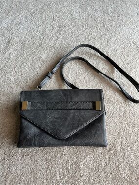 Multi-pocket Crossbody Envelope Bag Grey gold hardware